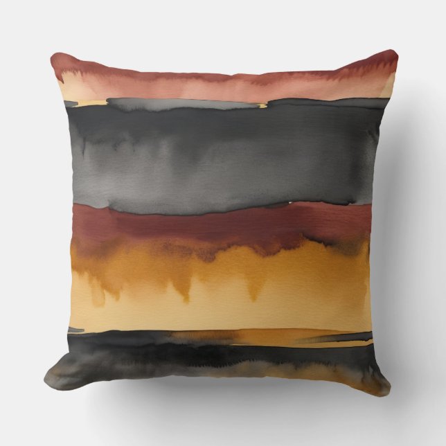 Rood zwart en geel waterverf abstract kussen (Voorkant)