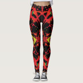 Rood, zwart en Geweldige Splatter Paint Leggings (Voorkant)