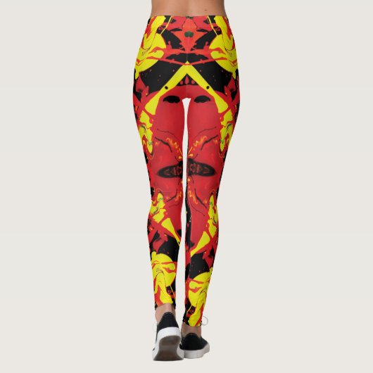 Rood, zwart en Geweldige Splatter Paint Leggings (Achterkant)
