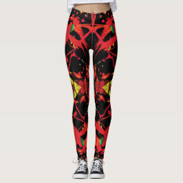 Rood, zwart en Geweldige Splatter Paint Leggings