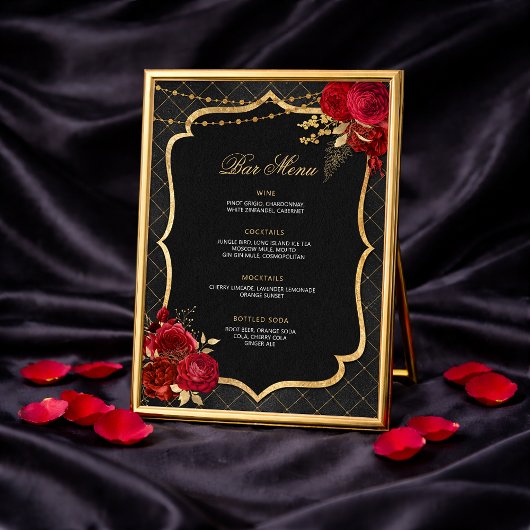 Rood Zwart en Goud Bar Menu Kaart