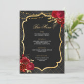 Rood Zwart en Goud Bar Menu Kaart (Staand voorkant)