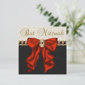 Rood zwart en goud Bat Mitswa Kaart (Staand voorkant)