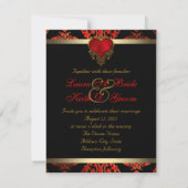 Rood Zwart en Goud Bruiloft Kaart (Achterkant)