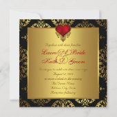 Rood Zwart en Goud Bruiloft Kaart (Achterkant)