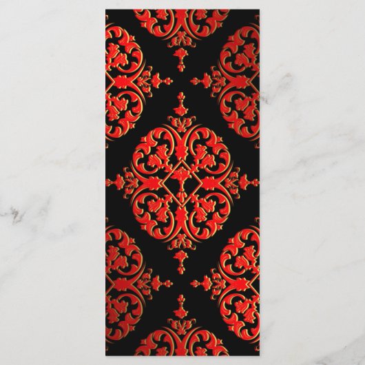 Rood Zwart en Goud Bruiloft Menu (Achterkant)