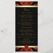 Rood Zwart en Goud Bruiloft Menu (Voorkant)