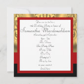 Rood, zwart en goud foto lief zestien kaart (Achterkant)