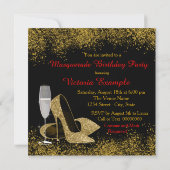 Rood zwart en goud gemaskerde verjaardagsfeestje kaart (Achterkant)