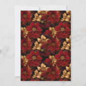 Rood Zwart en Goud Marmer Bloemen Zoet Zestien Kaart (Achterkant)