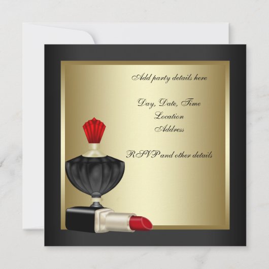 Rood zwart en goud verjaardagsfeestje kaart (Achterkant)