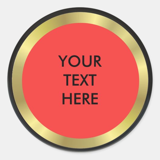 Rood, Zwart en Gouden Elegantie Ronde Sticker (Voorkant)