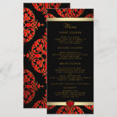 Rood zwart en gouden trouwmenu menu (Voorkant / Achterkant)