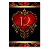 Rood Zwart en Gouden Trouwtafel Nummer Kaart (Achterkant)