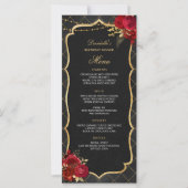 Rood Zwart en Gouden Verjaardagsdiner Menu (Voorkant)