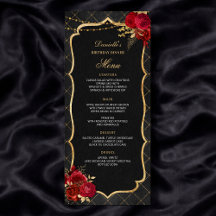 Rood Zwart en Gouden Verjaardagsdiner Menu