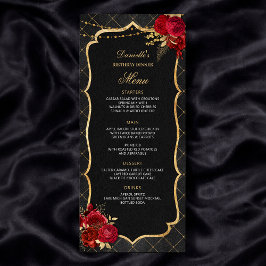 Rood Zwart en Gouden Verjaardagsdiner Menu