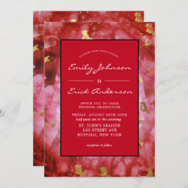 Rood zwart en goudgrijs huwelijk kaart