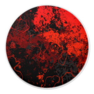 Rood, Zwart en Grijs Abstract Marmer Keramische Knop