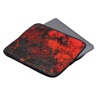 Rood, Zwart en Grijs Abstract Marmer Laptop Sleeve