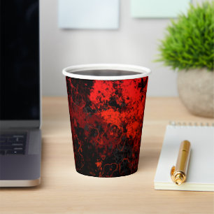 Rood, Zwart en Grijs Abstract Marmer Papieren Bekers