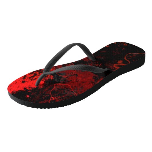 Rood, Zwart en Grijs Abstract Marmer Teenslippers (Schuin)