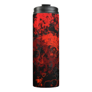 Rood, Zwart en Grijs Abstract Marmer Thermosbeker