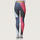 Rood Zwart en Grijs Brick Wall Print Leggings (Voorkant)