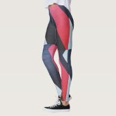 Rood Zwart en Grijs Brick Wall Print Leggings (Links)