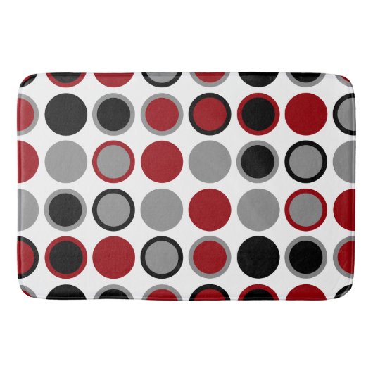 Rood, zwart en grijs cirkels badmat (Voorkant)