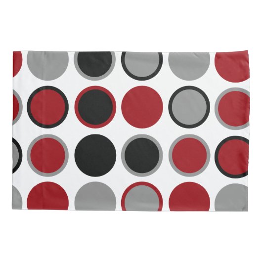 Rood, zwart en grijs cirkels kussensloop (Achterkant)