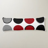 Rood, zwart en grijs cirkels lichaamskussen (Achterkant)