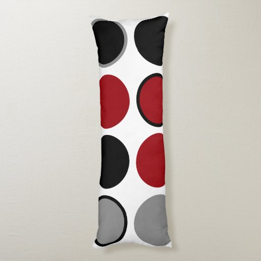 Rood, zwart en grijs cirkels lichaamskussen (Achterkant (Verticaal))