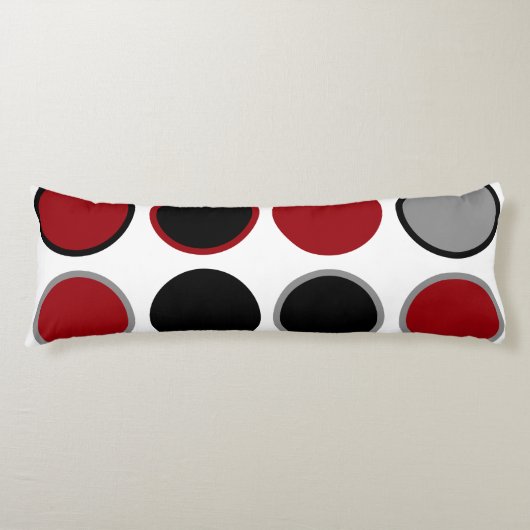 Rood, zwart en grijs cirkels lichaamskussen (Voorkant)