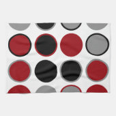 Rood, zwart en grijs cirkels T Theedoek (Horizontaal)