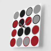Rood, zwart en grijs cirkels vierkante klok (Hoek)