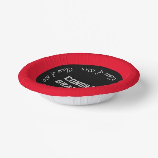Rood Zwart en Grijs Congrats Afstuderen Klasse van Papieren Kommen (Gebogen)