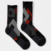 Rood zwart en grijs geometrisch sokken (Rechts)