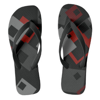 Rood zwart en grijs geometrisch teenslippers