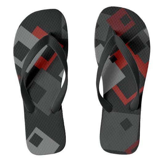 Rood zwart en grijs geometrisch teenslippers (Voetbed)
