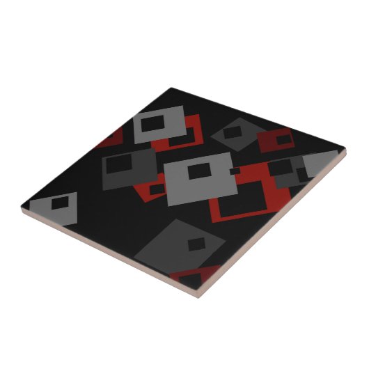 Rood zwart en grijs geometrisch tegeltje (Zijkant)