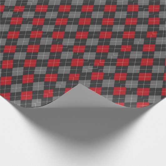 Rood zwart en grijs kerstmis met Argyle Cadeaupapier (Hoek)