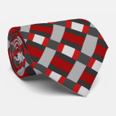 Rood zwart en grijs kleurenblok Afdrukken Stropdas (Opgerold)