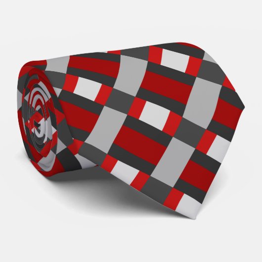 Rood zwart en grijs kleurenblok Afdrukken Stropdas (Opgerold)
