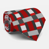 Rood zwart en grijs kleurenblok afdrukken stropdas (Opgerold)