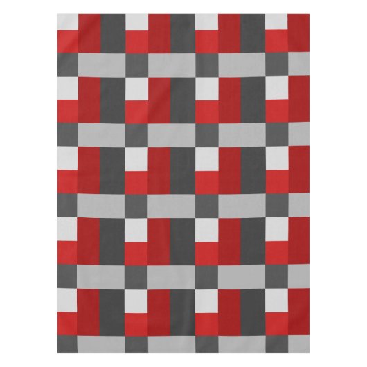 Rood zwart en grijs kleurenblok afdrukken tafelkleed (Voorkant)