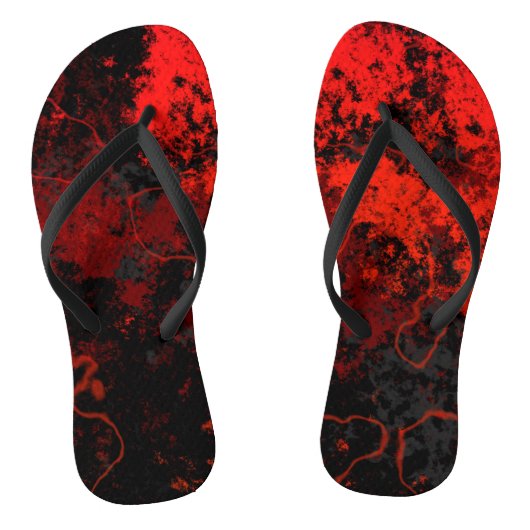 Rood, Zwart en Grijs Marmer Abstract Teenslippers (Voetbed)