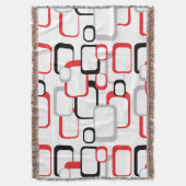 Rood, zwart en grijs Retro Squares Deken (Voorkant Verticaal)