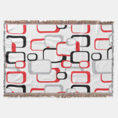 Rood, zwart en grijs Retro Squares Deken (Voorkant)