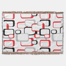 Rood, zwart en grijs Retro Squares Deken